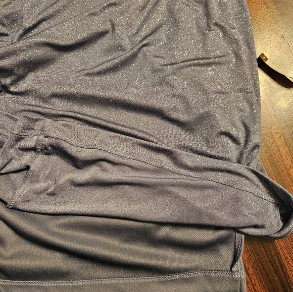 Cachet Blue Gray Mini Dress Cold Shoulder Rhinestone Glitter Cowl Back Sz 16 NWT - Picture 10 of 11